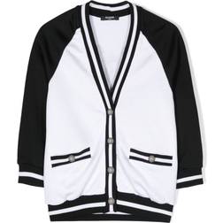 Balmain Kid's Logo Cardigan - White/Black (BU4A40 Z1869-100NE)