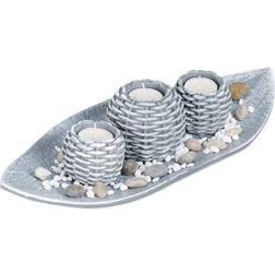 Relaxdays Atmospheric Table Decoration Gray Fyrfadsstage 4cm 3stk