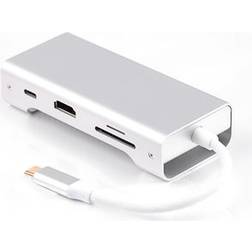 Nordic 1 to 7 C Aluminum Docking Station 1xHDMI 4K 30Hz 1xRJ45 Giga Ethernet 2xUSB 3.1 5Gbp 1x USB C PD87W 1xSD/TF card reader silver