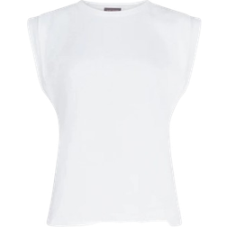 Mint Velvet Cotton Extended Shoulder T-shirt - White