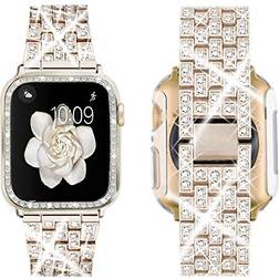 Supoix Compatible Apple Watch Band 40mm Jewelry Bling Diamond Strap &Soft TPU Protector Case