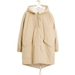 River Island Faux Fur Lining Parka Coat - Cream