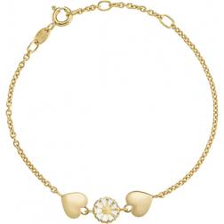 Lund Copenhagen Marguerit Hearts Bracelet - Gold/White