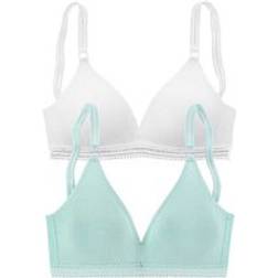 Petite Fleur Non-Wired Bralettes 2-pack - Mint/White