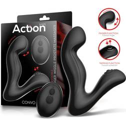 Action Convo Tapping and Finger Wiggle Prostate Massager Black