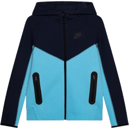 NIKE Older Kid's Sportswear Tech Fleece Full Zip Hoodie - Midnight Navy/Aquarius Blue/Black/Black (FD3285-410)