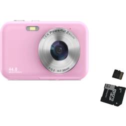 INF Digitalkamera 1080P 44MP 16 x zoom 2,4-tumsskärm, 32GB kort Rosa