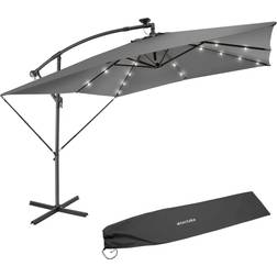 tectake Sunshade Sunna LED Solar LED Lighting Parasol 2.5 x 2.5m Grey
