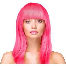 stk. Deluxe lang glat Neon pink paryk Lys op enhver fest