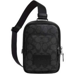 Coach Track Pack 14 In Signature Canvas - Gunmetal/Charcoal/Black