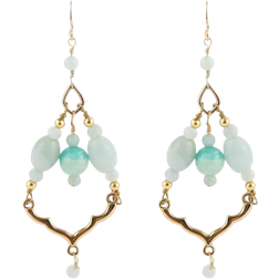 Barse Chandelier Bronze Earrings - Gold/White