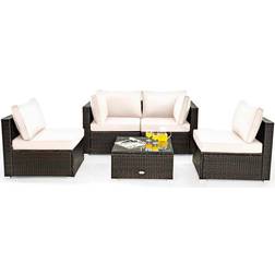 Costway 5-Piece Wicker Patio Conversation Outdoor Lounge Set