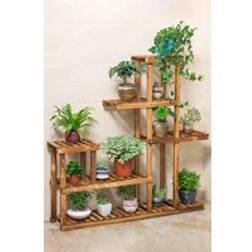 Living and Home Rustic Large Multi-Tiered Wooden Plant