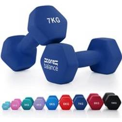 Core Balance Neoprene Hex Dumbbells 7kg Navy Blue Navy