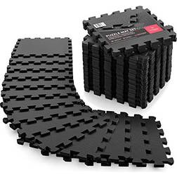 BeMaxx Interlocking Soft Foam Floor Mat 18 Pieces Protective Gym Flooring Set, Exercise Mats EVA Puzzle Rubber Tiles, Ground Surface Protection Play