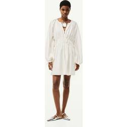 H&M Damen Oversize-Kleid mit Bindebändern Weiß