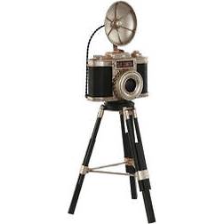 Home ESPRIT Vintage Camera Black/Silver Prydnadsfigur 37cm