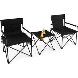 Costway 2 Seater Black Folding Camping Chair Set