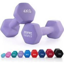 Core Balance Neoprene Hex Dumbbells 4kg Purple