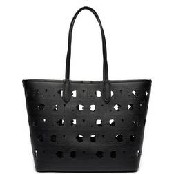 Michael Kors Eliza Large Perforated Empire Logo Tote Bag - Black