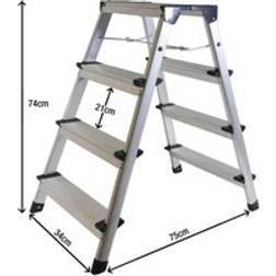 Excel Aluminium Stool Ladder 4 Tread Heavy Duty Folding Hop Up 745mm x 465mm