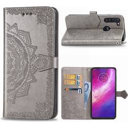 Motorola Mandala läder G8 Power fodral Silver/Grå