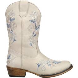 Roper little kid's Riley Floral Snip Toe Cowboy Boots - White