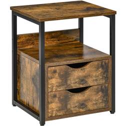 Homcom Industrial Rustic Brown Bedside Table 35x40cm