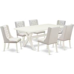 East West Furniture X027FO244-7 Light Grey/Linen White Dining Set 40x72" 7