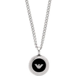 Emporio Armani Disc Pendant - Silver/Onyx