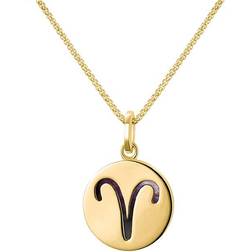 C. W. Sellors Zodiac Aries Round Necklace - Gold/Purple