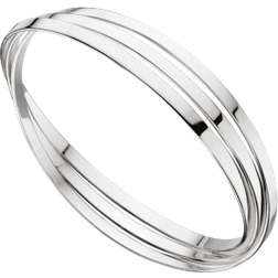 Beginnings Triple Russian Wedding Flat Bands Bangle - Silver