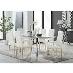 Furniturebox Enna White Dining Set 70x170cm 7pcs