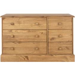 Alpen Home 3 plus 3 Wide Antique Wax Finish Chest of Drawer 116x77.3cm