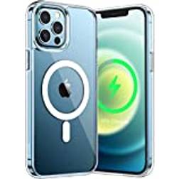 JeTech Magnetisk Skal för iPhone 12 Pro Max 6,7 Tum för MagSafe Trådlös Laddning, Stötskyddad Telefon Bumper Case, Repfri Klar Tillbaka Klar