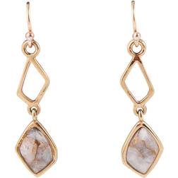 Barse Calcite Matrix Earrings - Gold/White