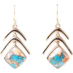 Barse Arrows Matrix Drop Earrings - Gold/Black/Multicolour