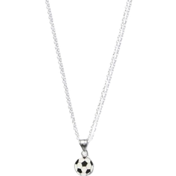 Little Miss Lovely Football Necklace - Silver/Black/White