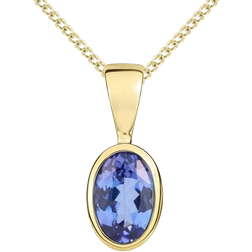 C. W. Sellors Essentials Oval Rub Over Set Pendant Necklace - Gold/Blue