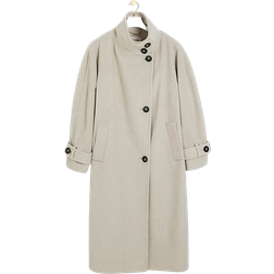 River Island Funnel Neck Longline Coat - Beige