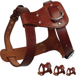 XZGSTORE Heavy Duty Genuine Real Leather Dog Harness 3 Medium