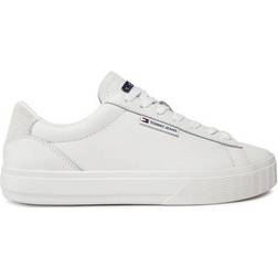 Tommy Hilfiger Essential Leather Contrast Cupsiole Trainers - Ecru