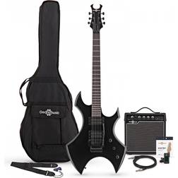 Gear4music Harlem X Electric Guitar 15W Amp Pack, Black