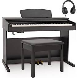 Gear4music DP-10X Digital Piano by Gear4music Piano Stool Pack, Matte Black