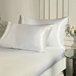 Shein 2pcs Premium Silky Satin Envelope Pillowcases Set, Soft Breatheable Wrink-Free Better For Hair Skin Sleep, Pillow Covers Without Filling, White Örngott Vit (63x43cm)