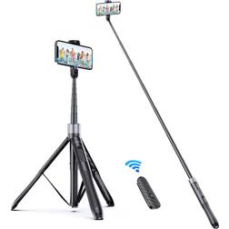 Atumtek ATUMTEK 60" Selfie Stick Tripod, All in One Extendable Phone Tripod Stand with Bluetooth Remote 360° Rotation for iPhone and Android Phone Selfies, Video Recording, Vlogging, Live Streaming, Black