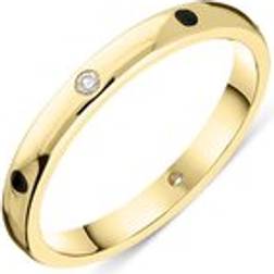 C. W. Sellors 18ct Gold Whitby Jet Diamond 2.5mm Wedding Band Ring
