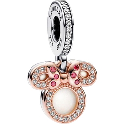 Pandora Disney Minnie Mouse Silhouette Double Dangle Charm - Silver/Rose Gold/Multicolour