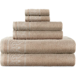 Broadhaven Elegant Scroll Bath Towel Beige (132.1x68.6cm)