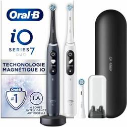 Oral-B io 7 duo avec etui de voyage premium noire et blanche brosses à dents électriques